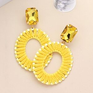 Yellow Beaded Statement Earrings